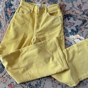 ZARA  WOMAN WIDE LEG CORDUROY PANTS YELLOW